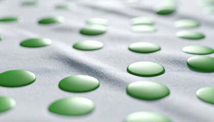 Green buttons on a fabric surface