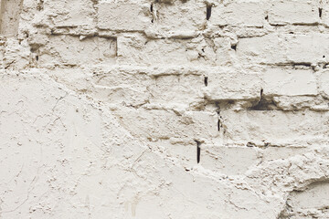 Old white texture of brickwork building wall