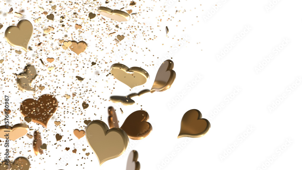Fototapete falling red and pink hearts isolated on transparent background. valentine’s day design. 3d rendering