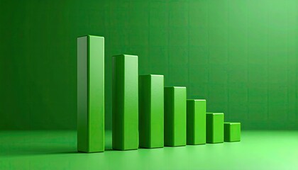 Green declining bar graph