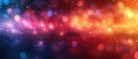 Fototapeta premium Colorful bokeh with glittering particles.