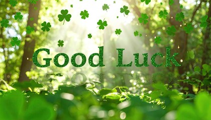 Green foliage, good luck message