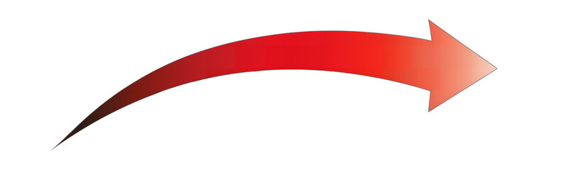 Red Curved Arrow Icon on Transparent Background