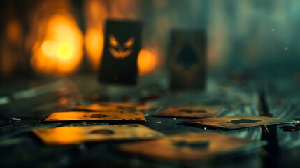 Obraz premium Halloween Jack-o-Lantern Cards Game Dark