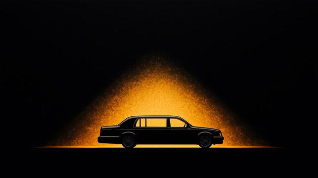 Luxury Limousine in Dramatic Spotlight