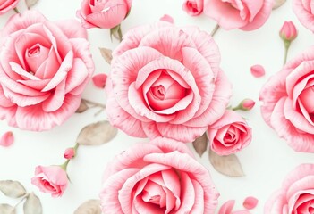 Soft watercolor pink rose floral pattern, delicate and romantic background,  beauty,  pink