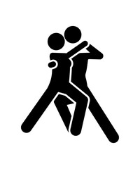 Stickman figure human cartoon silhouettes. a couple dancing.