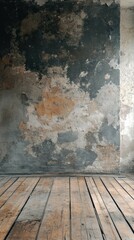 Distressed Wall with Wood Floor Texture Backdrop