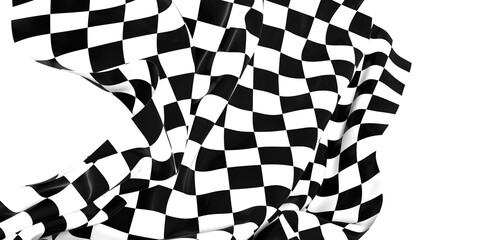 The checkered flag waves in the wind signifying the end of the race