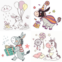 High-Quality donkeys Illustrations in Various Styles – SVG Bundle