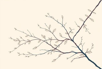 Subtle line art of intertwined leaves and branches on a muted background, silhouette, graphics
