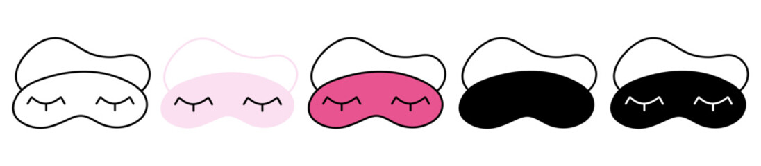 Sleep Mask Set Isolated On White