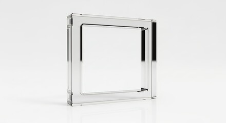 Clear acrylic picture frame casting subtle shadows on a white surface