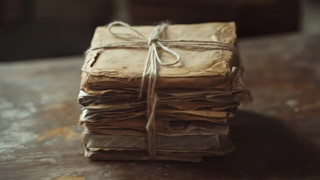 Aged letters tied with twine