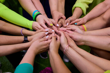 Unity and Collaboration Let Us Form a Circle of Hands Coming Together in Strong Community