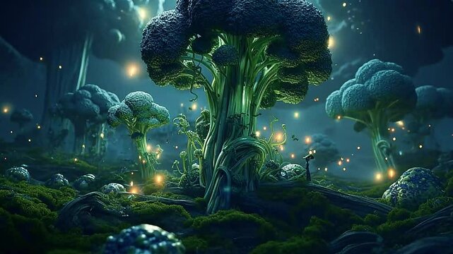 broccoli in Delfts Blauw realistis, highly detailed ,ai generatif