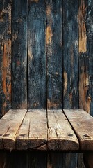 Rustic Wooden Table and Textured Wood Wall Background