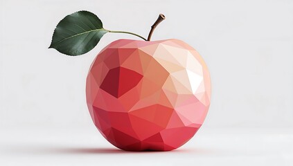 Minimalist fruit geometry apple reduced to circlestem, white background
