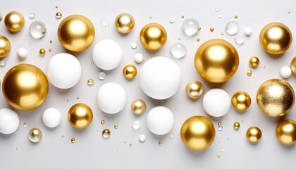 ゴールドと白の球が乱雑に置かれたシーン