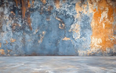 Rustic Blue Orange Grunge Wall Texture Background