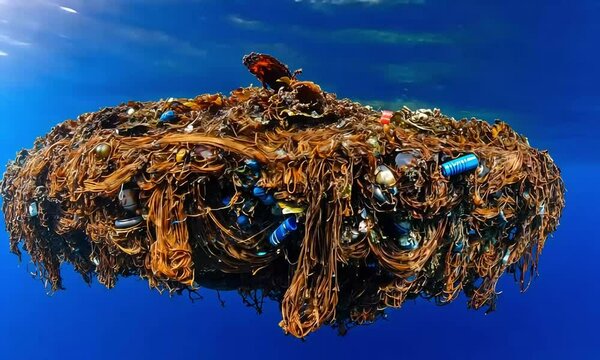 Underwater Ocean Garbage Patch