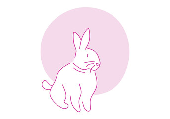 simple line drawing of a rabbit, representing softness, innocence, nature, and springtime. 