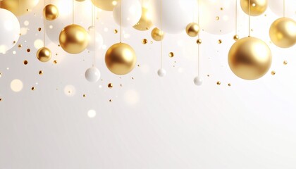 White and gold balls arranged against a white background