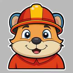 Cute Hamster in Firefighter Helmet.