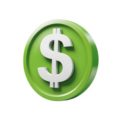 Obraz premium 3D bright green button with white dollar sign icon