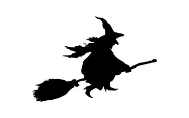 Obraz premium Halloween Witch Silhouette – Hand Drawn Vector Illustration