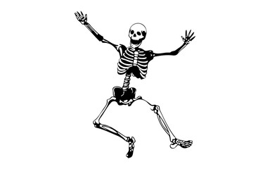 Fototapeta premium Spooky Skull Outline – Black and White Halloween Cartoon