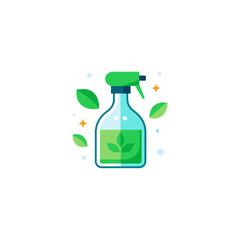 cleaning spray bottle leaf green eco clean icon