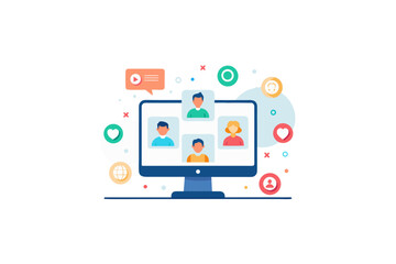 laptop screen showing participants online meeting