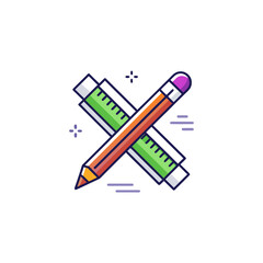 crossed pencil ruler linear design education icon