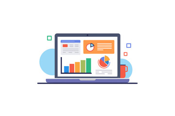 laptop showing chart slide presentation graphic
