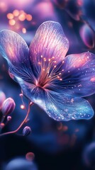Blooming Flower with Glittering Details and Dreamy Background