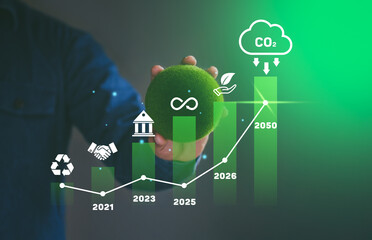 Green business, Corporate responsibility sustainable environment, Net zero and ESG concept, Co2, Carbon footprint report and carbon neutral or offset, Save planet, World earth day, Sustainable living