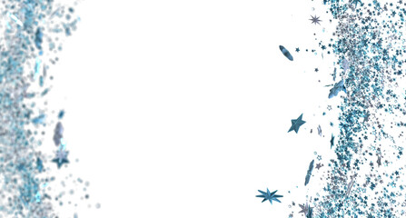 Sparkling blue and silver glitter stars scattered on white. Perfect for holidays, celebrations, and festive designs.