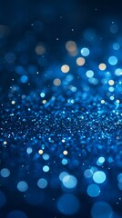 Abstract Blue Glitter Bokeh Background with Sparkling Light