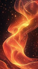 Abstract Fire Smoke Flowing with Glowing Particles on Dark Background