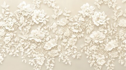 Obraz premium Delicate floral lace fabric with embossed flowers.
