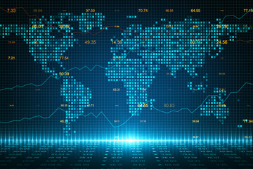 world map Forex and trade graph background