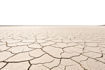 Parched soil creates natural tessellation of dried mud polygons in desolate desert environment, isolated on a transparent background
