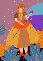 princess hand drawing illustration poster design