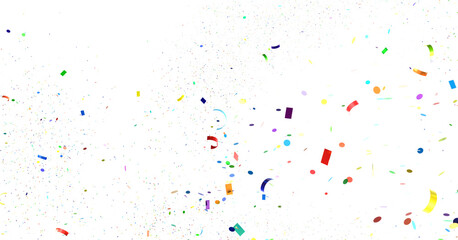 Bright, celebratory confetti falling. Perfect for party, festive, celebration themes.