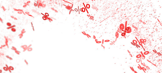 Abstract background with red percentage symbols falling. Ideal for sales, discounts, and promotions.