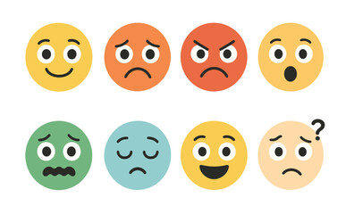 Colorful emoji faces illustrating diverse human emotions and expressions