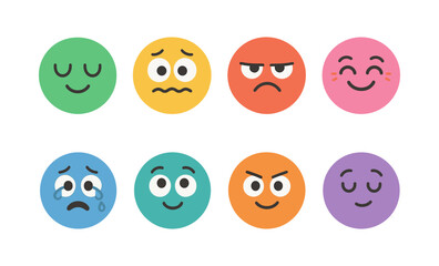 Colorful emoji faces representing various emotions and expressions