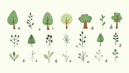 Various Green Trees Standing in a Row

