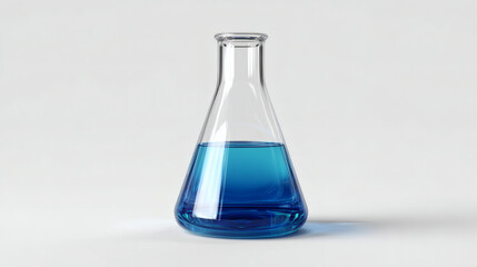 A glass flask containing bright blue liquid, ideal for science-related concepts and visuals.